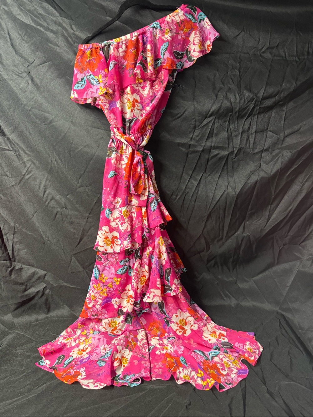 Misa Los Angeles Floral One-Shoulder Ruffle Maxi Dress - Pink size XS